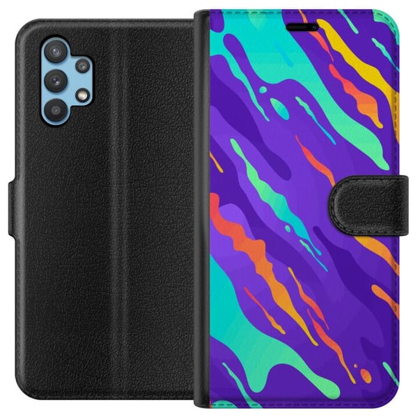 Kompatibelt Plånboksfodral till Samsung Galaxy A32 5G Färgstarkt abstrakt mönster med flytande former i modern design Kompatibelt Plånboksfodral till Samsung Galaxy A32 5G Färgstarkt abstrakt mönster med flytande former i modern design
