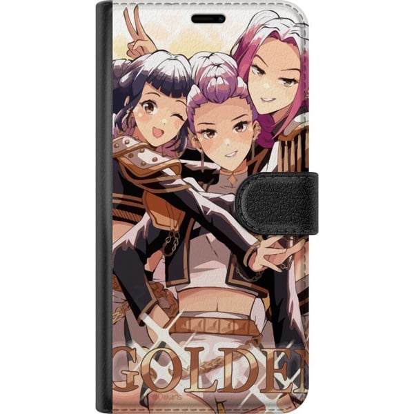 Kompatibel Tegnebogsetui til Apple iPhone 13 Pro K-Pop Demon Hunters guld og sort anime-trio – kraftfuldt K-pop-inspireret e-sportdesign med detaljer