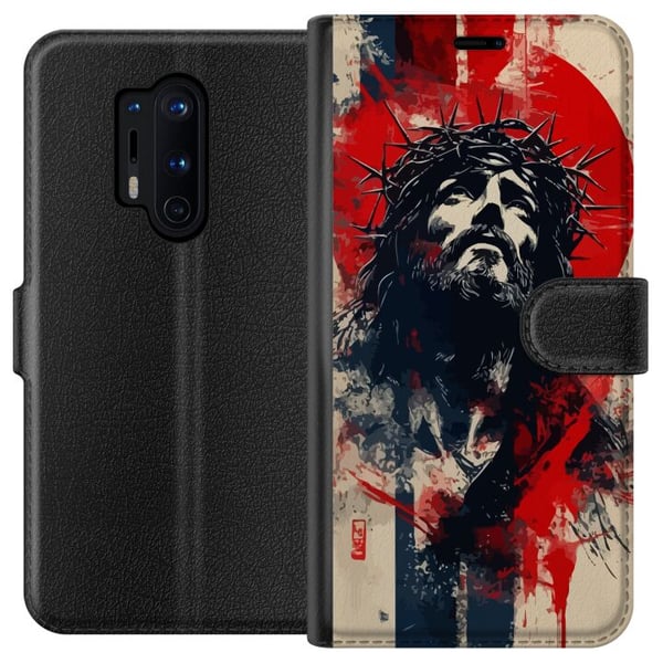 Kompatibel Tegnebogsetui til OnePlus 8 Pro Jesus med kors - kristent motiv med stærk symbolik om tro og håb