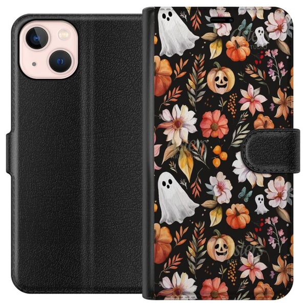 Kompatibelt Lommeboketui til Apple iPhone 13 mini Halloween Gresskar Spøkelsesdrakt Maske Kompatibelt Lommeboketui til Apple iPhone 13 mini Halloween Gresskar Spøkelsesdrakt Maske