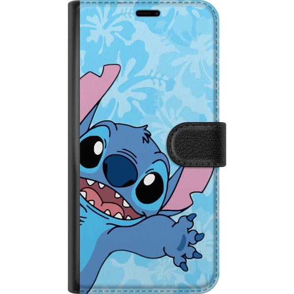 Kompatibelt Plånboksfodral till Apple iPhone 13 Pro Stitch som sträcker sig fram i färgglad illustration med blommig bakgrund