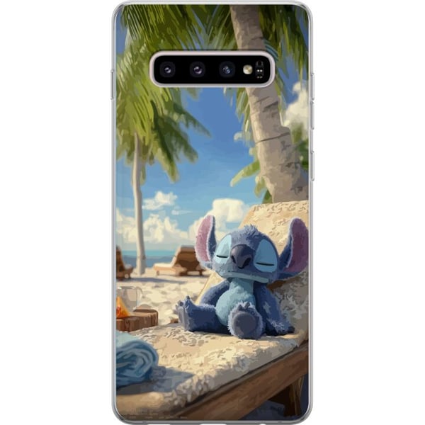 Kompatibel Mobilcover til Samsung Galaxy S10+ Stitch Disney-figur med tropisk strandmotiv
