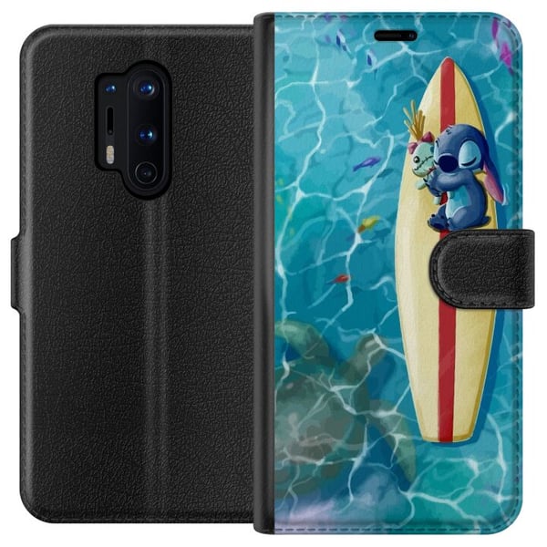 Kompatibel Tegnebogsetui til OnePlus 8 Pro Stitch, der hviler på et surfbræt i turkis vand i sommerlig stil
