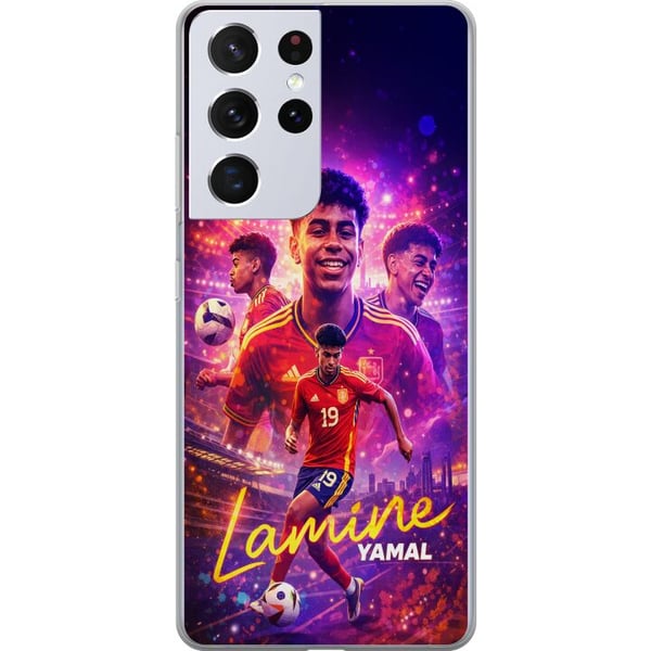 Kompatibelt Mobildeksel til Samsung Galaxy S21 Ultra 5G Lamine Yamal-fotballplakat i spansk landslagsdrakt med fartsfylt action, fargerik sportsillus Kompatibelt Mobildeksel til Samsung Galaxy S21 Ultra 5G Lamine Yamal-fotballplakat i spansk landslagsdrakt med fartsfylt action, fargerik sportsillus