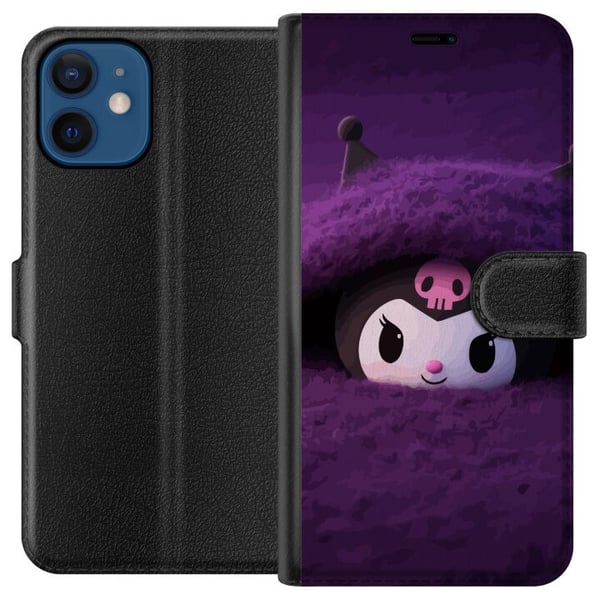 Kompatibel Tegnebogsetui til Apple iPhone 12 Kuromi-inspireret figur i et lilla, fluffy fantasymiljø med mystisk kawaii-stemning