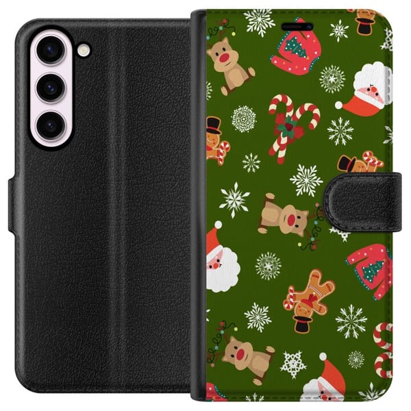Kompatibel Tegnebogsetui til Samsung Galaxy S23+ Grønt Julemønster Kompatibel Tegnebogsetui til Samsung Galaxy S23+ Grønt Julemønster