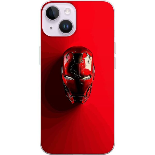 Yhteensopiva Puhelinkuori Apple iPhone 14 Plus Iron Man Marvel kypärä juliste Avengers Tony Stark naamio punainen supersankari retro sarjakuva kuvitu
