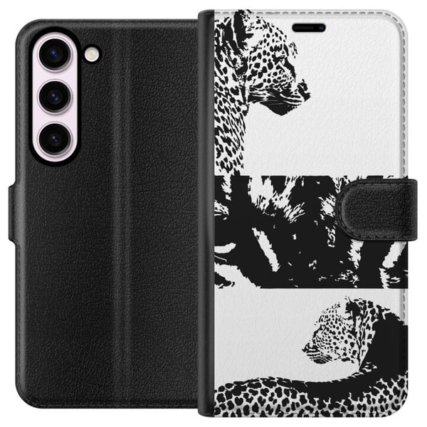 Kompatibelt Lommeboketui til Samsung Galaxy S23 Leopard Faces Kompatibelt Lommeboketui til Samsung Galaxy S23 Leopard Faces