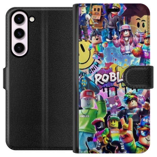 Yhteensopiva Lompakkokotelo Samsung Galaxy S23+ Suuri ja värikäs Roblox-maailma täynnä hahmoja, liikettä ja energiaa, leikkisä peliaiheinen kuvitus t