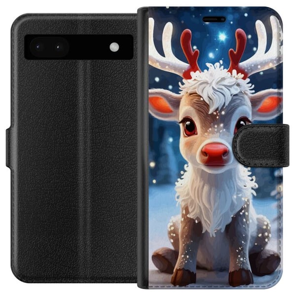 Yhteensopiva Lompakkokotelo Google Pixel 6a Söpö poro talvi joulumotiivi kawaii poro lumi valot kirkas maaginen joulu söpö juhla juliste