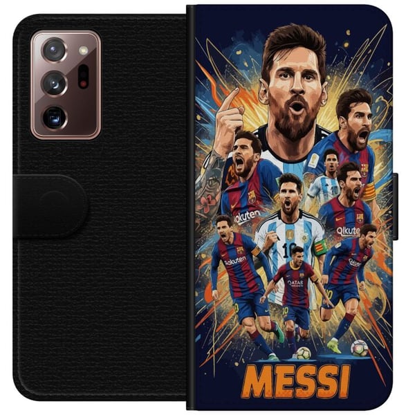 Kompatibelt Plånboksfodral till Samsung Galaxy Note20 Ultra Messi poster Argentina Barcelona fotboll legend GOAT World Cup number 10 soccer player re