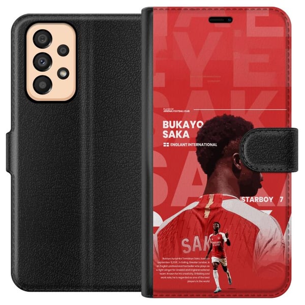 Yhteensopiva Lompakkokotelo Samsung Galaxy A33 5G Bukayo Saka Arsenal Englanti 16 syöttöä loukkaantumisesta huolimatta jalkapallo laitahyökkääjä nope