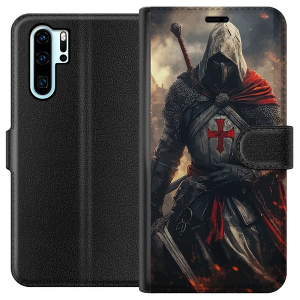 Kompatibelt Lommeboketui til Huawei P30 Pro tempelridder korsridder korsfarer kriger middelalderrustning kors sverd fantasy kjemper plakatdesign