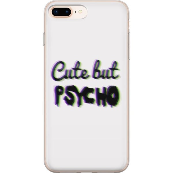 Kompatibel Mobilcover til Apple iPhone 8 Plus Minimalistisk glitchtypografi med teksten cute but psycho i neonlignende farveeffekt Kompatibel Mobilcover til Apple iPhone 8 Plus Minimalistisk glitchtypografi med teksten cute but psycho i neonlignende farveeffekt