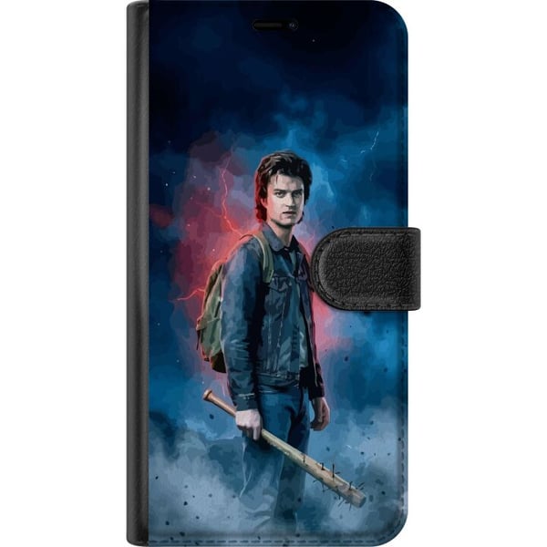 Kompatibel Tegnebogsetui til Samsung Galaxy S23 Ultra Stranger Things-portræt med baseballbat, lyn og dramatisk baggrund