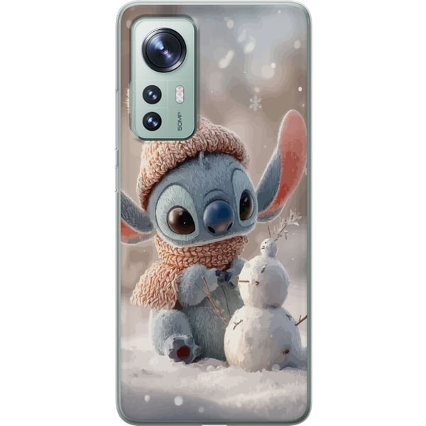 Yhteensopiva Puhelinkuori Xiaomi 12 Stitch lumiukko talvi söpö sininen avaruusolento kawaii joulu kodikas lumi söpö loma suloinen juliste