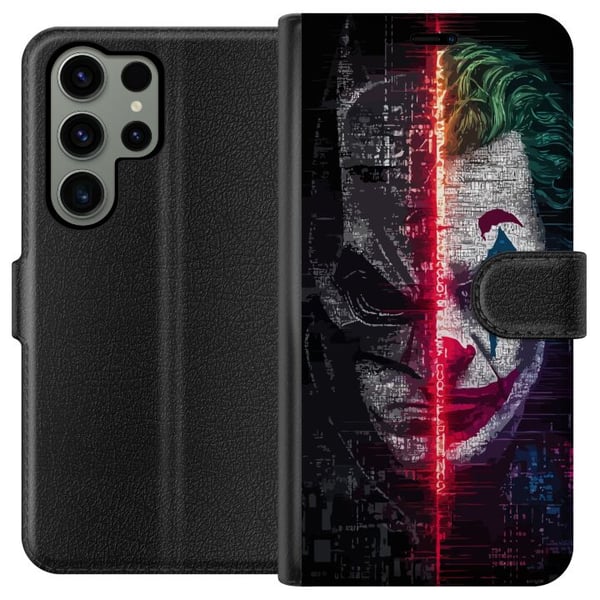 Kompatibelt Lommeboketui til Samsung Galaxy S23 Ultra Batman Joker-plakat DC Comics Gotham-skurker delt ansikt Dark Knight-film retro fanart helt sku