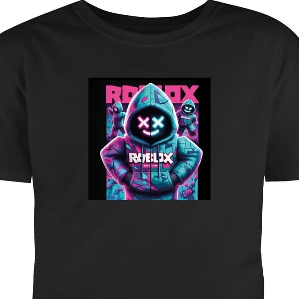 Børne T-shirt Neon Roblox Warrior Sort 9-11 År
