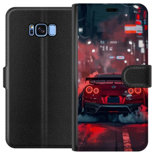 Kompatibelt Plånboksfodral till Samsung Galaxy S8 Red Sports Car Drift Racing Tuning