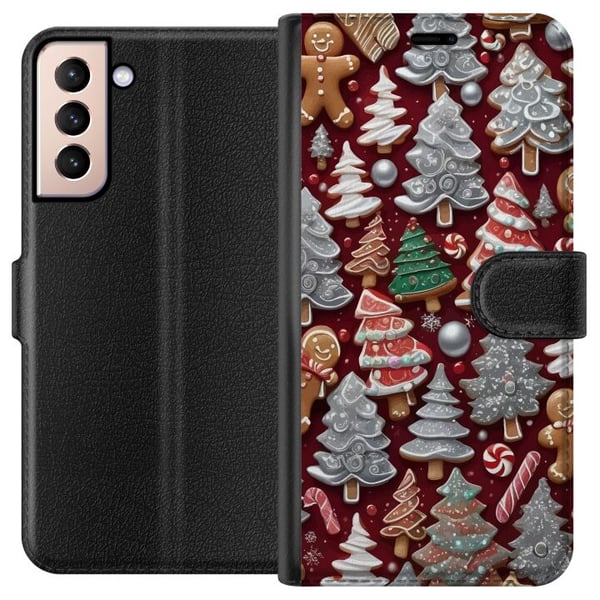 Kompatibelt Lommeboketui til Samsung Galaxy S21 Julemotiv med pepperkaker, grantrær og vinterstemning