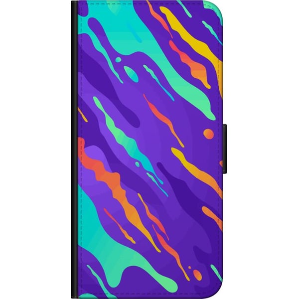 Kompatibelt Lommeboketui til OnePlus 9 Pro Fargerikt abstrakt mønster med flytende former i moderne design