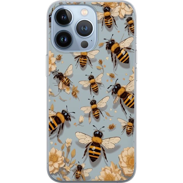 Kompatibelt Mobildeksel til Apple iPhone 13 Pro Bier og blomster blå bakgrunn naturinspirert design med sjarm og farge for et sommerlig uttrykk