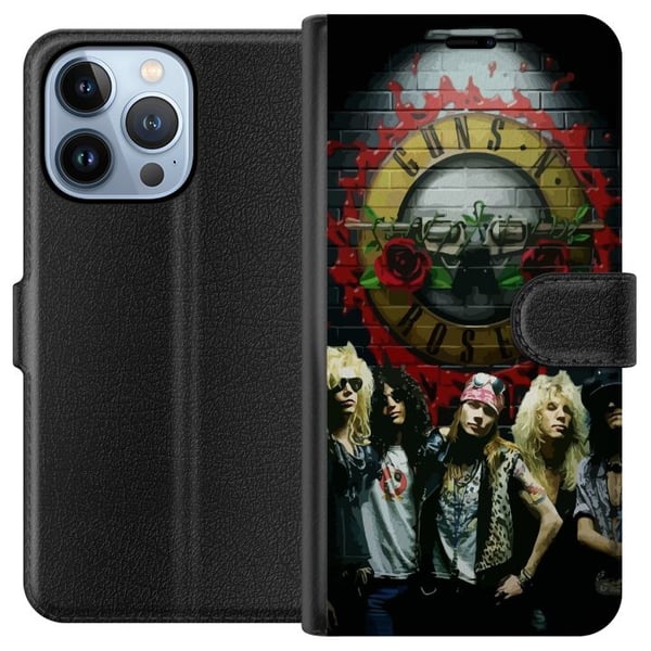 Kompatibelt Lommeboketui til Apple iPhone 13 Pro Guns N' Roses-bandet foran logoen, klassisk rockmotiv med ekte 80-tallsfølelse