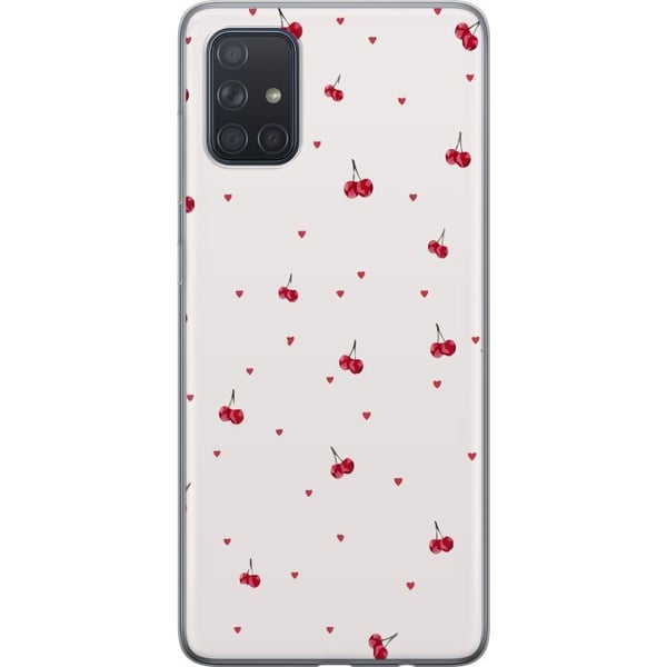 Kompatibel Mobilcover til Samsung Galaxy A71 Kirsebær og hjerter på hvid baggrund sødt romantisk design med minimalistisk udtryk og bløde toner