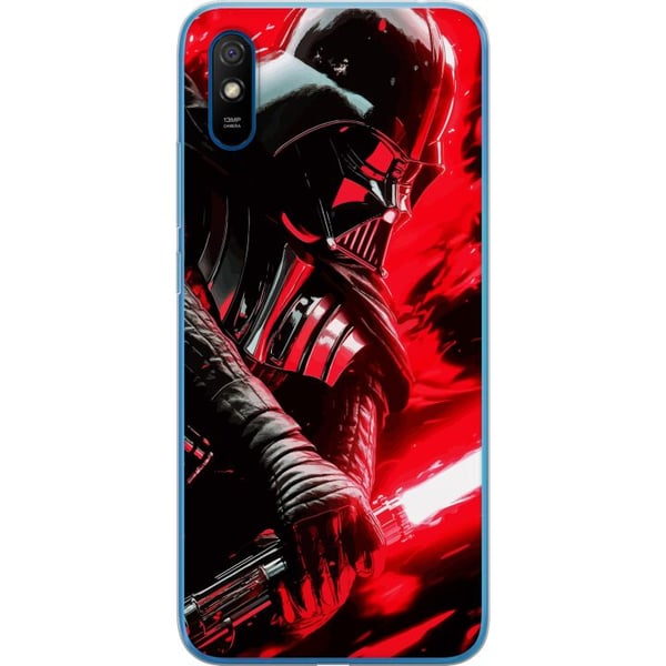 Kompatibel Mobilcover til Xiaomi Redmi 9A Darth Vader med rødt lyssværd kraftfuldt futuristisk design inspireret af galaksens mørke side