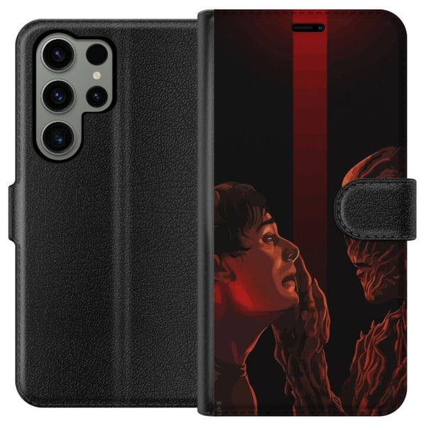 Kompatibel Tegnebogsetui til Samsung Galaxy S23 Ultra Mørk fantasyillustration, der viser mødet mellem menneske og monster med stærk dramatik