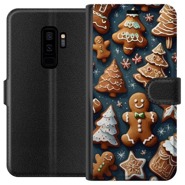 Yhteensopiva Lompakkokotelo Samsung Galaxy S9+ Piparkakut kuusien, ukkojen ja tähtien muotoisina, koristeltuina kuorrutteella kodikkaan talvisen kuvi Yhteensopiva Lompakkokotelo Samsung Galaxy S9+ Piparkakut kuusien, ukkojen ja tähtien muotoisina, koristeltuina kuorrutteella kodikkaan talvisen kuvi