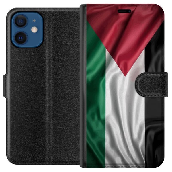 Kompatibel Tegnebogsetui til Apple iPhone 12 Palestinaflaget – ikonisk frihedssymbol i rød, sort, hvid og grøn