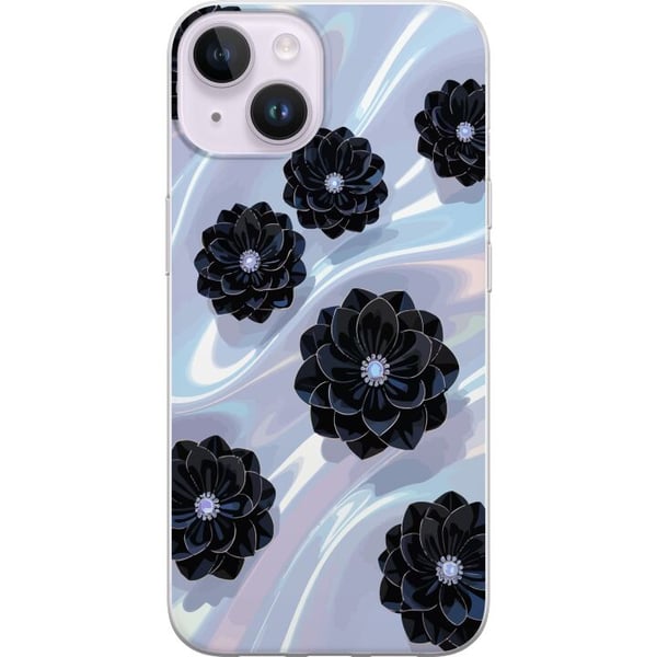 Kompatibel Mobilcover til Apple iPhone 14 Midnatsblomstring sorte blomster på skinnende baggrund, elegant luksuriøst blomsterdesign i mørke toner Kompatibel Mobilcover til Apple iPhone 14 Midnatsblomstring sorte blomster på skinnende baggrund, elegant luksuriøst blomsterdesign i mørke toner