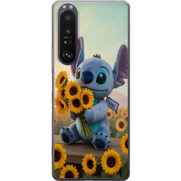 Kompatibel Mobilcover til Sony Xperia 1 III Disney Stitch solsikkeplakat Lilo og Stitch blå aliensolsikker sød kawaii-figur markdesign kunst