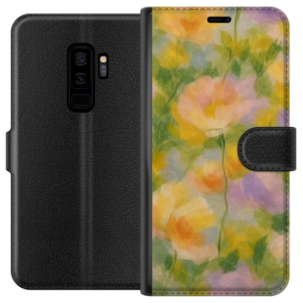Kompatibelt Plånboksfodral till Samsung Galaxy S9+ Solvarma blommor i handmålad romantisk stil Kompatibelt Plånboksfodral till Samsung Galaxy S9+ Solvarma blommor i handmålad romantisk stil