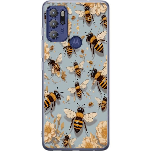 Kompatibel Mobilcover til Motorola Moto G60S Bier og blomster blå baggrund naturinspireret design med charme og farve for et sommerligt udtryk