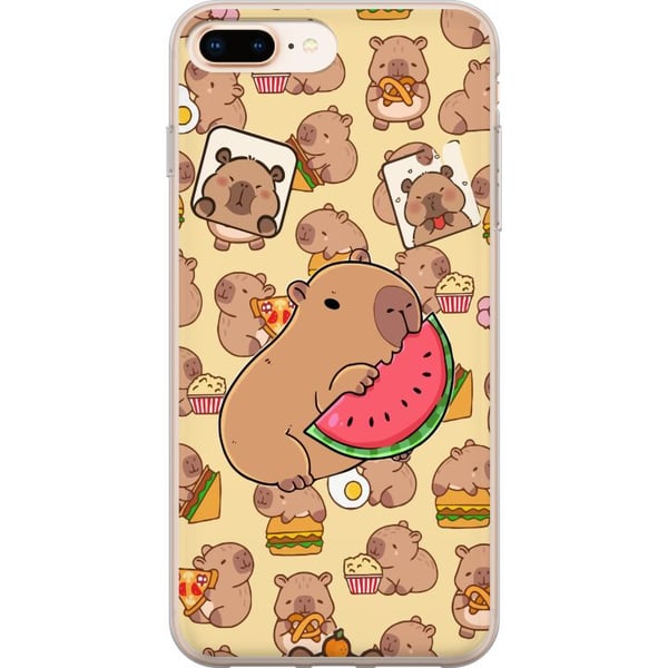 Yhteensopiva Puhelinkuori Apple iPhone 8 Plus Capybara naposteluaika Söpöt kapibaarit nauttivat vesimeloni pizzasta ja popkornista lämpimässä ja leik Yhteensopiva Puhelinkuori Apple iPhone 8 Plus Capybara naposteluaika Söpöt kapibaarit nauttivat vesimeloni pizzasta ja popkornista lämpimässä ja leik