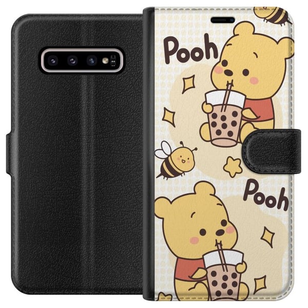 Kompatibel Tegnebogsetui til Samsung Galaxy S10+ Nalle Pooh-stil - klassisk bjørnemotiv i en ny fortolkning