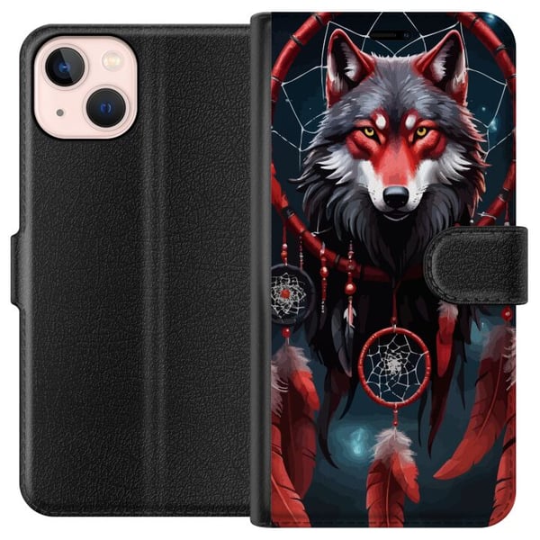 Kompatibelt Lommeboketui til Apple iPhone 13 mini Ulven Kompatibelt Lommeboketui til Apple iPhone 13 mini Ulven