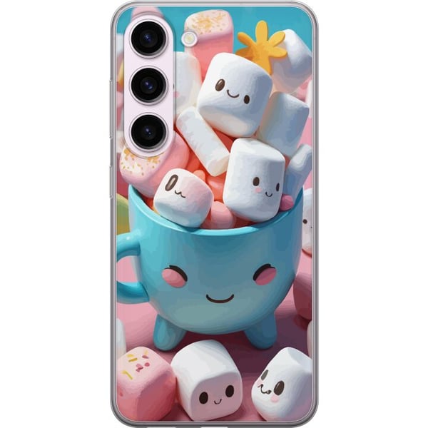 Yhteensopiva Puhelinkuori Samsung Galaxy S23 Kawaii marshmallow smile kawaii-design, jossa on suloisia hahmoja kupissa, värikäs ja iloinen tyyli