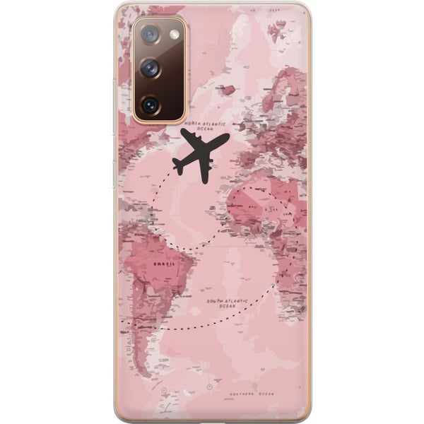 Kompatibelt Mobildeksel til Samsung Galaxy S20 FE Reise fly rosa verdenskart – reise- og eventyrdesign med fly over rosa verdenskart Kompatibelt Mobildeksel til Samsung Galaxy S20 FE Reise fly rosa verdenskart – reise- og eventyrdesign med fly over rosa verdenskart