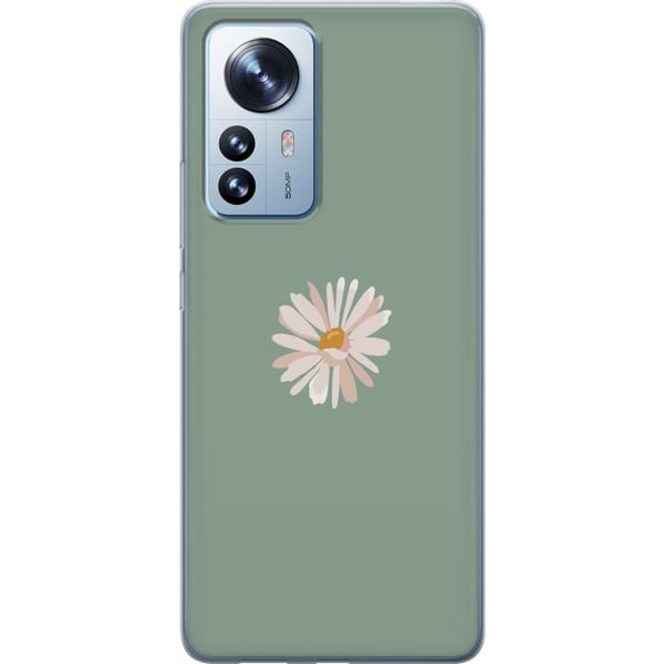 Yhteensopiva Puhelinkuori Xiaomi 12 Pro Vihreä Minimalikukka - tyylikäs kukka vihreällä taustalla