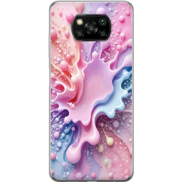 Kompatibel Mobilcover til Xiaomi Poco X3 NFC Pastel-splashdesign – Abstrakt kunst i rosa, blåt og lilla farvemønster