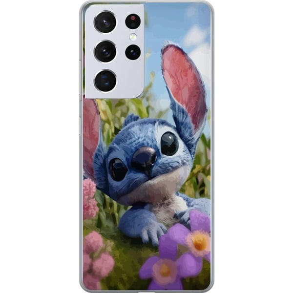 Kompatibelt Mobilskal till Samsung Galaxy S21 Ultra 5G Blå tecknad figur inspirerad av Stitch i naturmiljö med blommor och sött uttryck perfekt för f Kompatibelt Mobilskal till Samsung Galaxy S21 Ultra 5G Blå tecknad figur inspirerad av Stitch i naturmiljö med blommor och sött uttryck perfekt för f