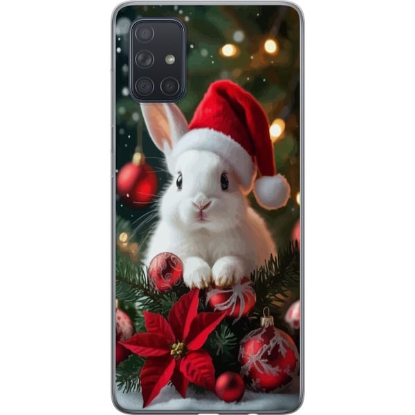 Kompatibelt Mobildeksel til Samsung Galaxy A71 Julekanin med nisselue søt kanin vinter røde dekorasjoner festlig kawaii jul koselige lys plakat Kompatibelt Mobildeksel til Samsung Galaxy A71 Julekanin med nisselue søt kanin vinter røde dekorasjoner festlig kawaii jul koselige lys plakat