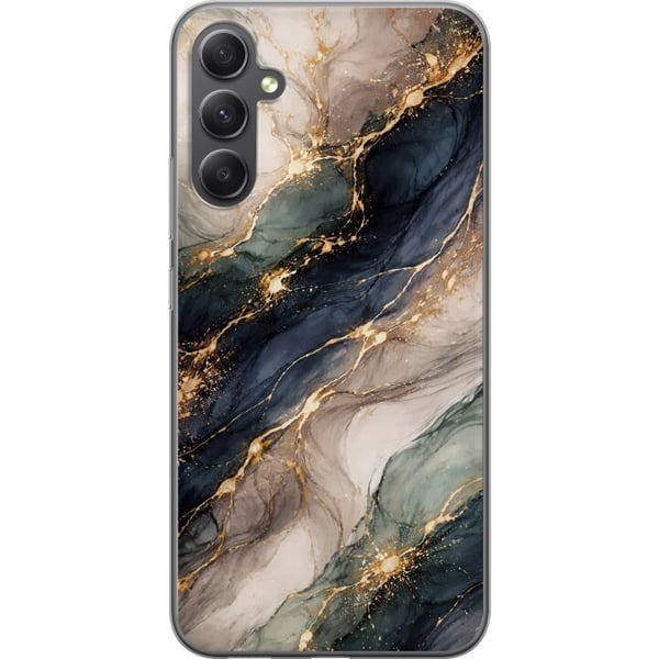 Kompatibelt Mobilskal till Samsung Galaxy A16 5G Lyxig abstrakt marmorkonst i svart, vitt och guld med eleganta linjer, exklusiv design för posters,