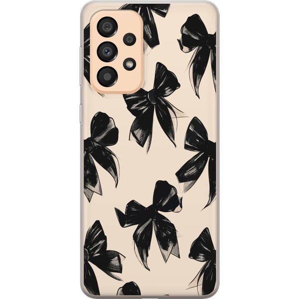 Yhteensopiva Puhelinkuori Samsung Galaxy A33 5G Mustat rusetit beigen taustan päällä, elegantti ajaton design pehmeillä kontrasteilla ja ylellisellä