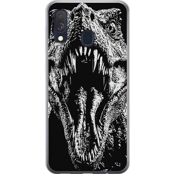 Kompatibelt Mobilskal till Samsung Galaxy A40 T-Rex vrål dinosaurie episk svartvit prehistoric beast fierce roar monster art illustration poster Kompatibelt Mobilskal till Samsung Galaxy A40 T-Rex vrål dinosaurie episk svartvit prehistoric beast fierce roar monster art illustration poster