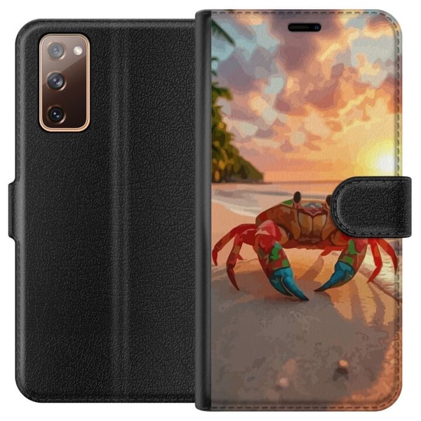 Kompatibelt Lommeboketui til Samsung Galaxy S20 FE Tropisk strandkrabbe fargerik design med solnedgang hav bølger og varm feriefølelse inspirert av t