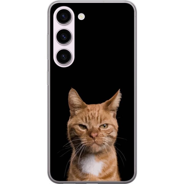 Kompatibel Mobilcover til Samsung Galaxy S23 Nærbillede af en orange kat mod en sort baggrund med stærk kontrast og et udtryksfuldt blik Kompatibel Mobilcover til Samsung Galaxy S23 Nærbillede af en orange kat mod en sort baggrund med stærk kontrast og et udtryksfuldt blik